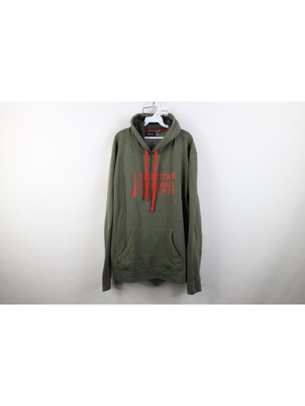 Vintage Y2K Marmot Mountain Works Mens 2XL XXL Spell Out Hoodie Sweatshirt Green